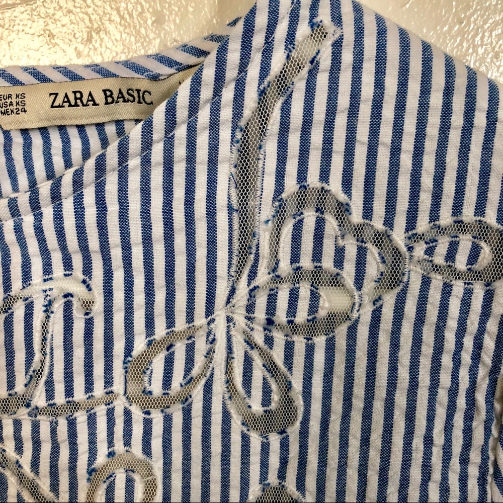 Zara Blue/White Stripe Blouse - Picture 2 of 5